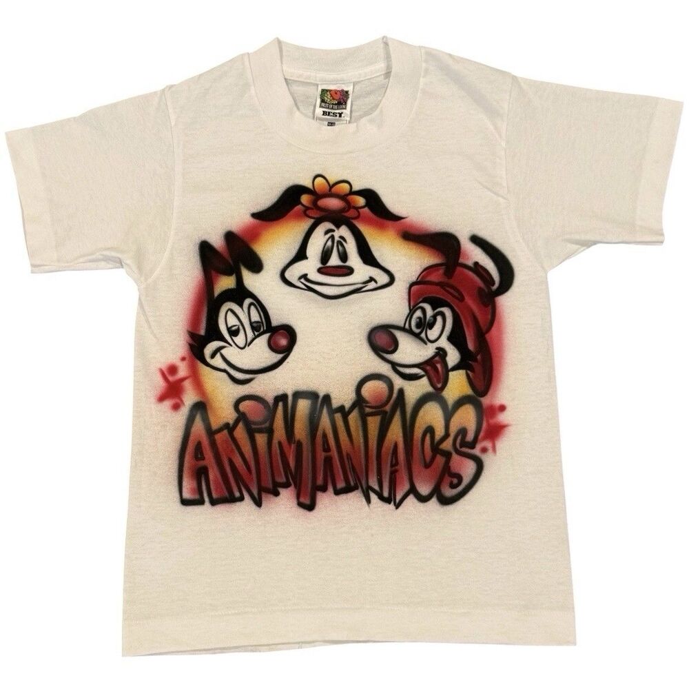 Vintage 90s Animaniacs Airbrushed Graphic T Shirt Youth 10-12 Yakko Wakko Dot